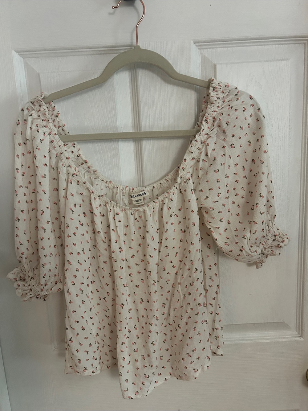 Billabong Cream Blouse with Small Red Floral Print